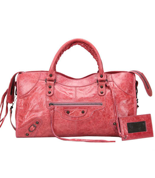 Balenciaga Motorcycle Grande City Bag in rosa importati agnello L